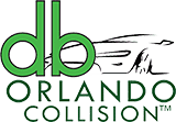 db Orlando Collision logo featuring green text and a stylized vehicle graphic, representing expert auto body repair services and collision repairs.